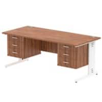 dynamic Impulse Straight Desk Rectangular Walnut Cantilever 6 Drawers 2 Pedestals 1,800 (W) x 800 (D) x 730 (H) mm MFC (Melamine Faced Chipboard)