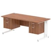 dynamic Impulse Straight Desk Rectangular Walnut Cantilever 4 Drawers 2 Pedestals 1,800 (W) x 800 (D) x 730 (H) mm MFC (Melamine Faced Chipboard)