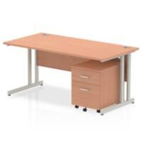 dynamic Impulse Straight Desk Rectangular Beech Cantilever 2 Drawers 1 Pedestal 1,600 (W) x 800 (D) x 730 (H) mm MFC (Melamine Faced Chipboard)
