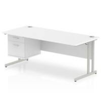 dynamic Impulse Straight Desk Rectangular White Cantilever 2 Drawers 1 Pedestal 1,800 (W) x 800 (D) x 730 (H) mm MFC (Melamine Faced Chipboard)