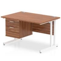 dynamic Impulse Straight Desk Rectangular Walnut Cantilever 2 Drawers 1 Pedestal 1,200 (W) x 800 (D) x 730 (H) mm MFC (Melamine Faced Chipboard)
