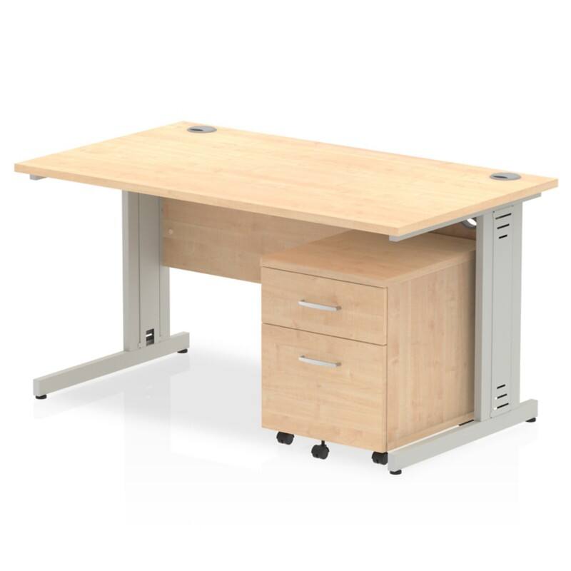 dynamic Impulse Straight Desk Rectangular Maple Cantilever 2 Drawers 1 Pedestal 1,400 (W) x 800 (D) x 730 (H) mm MFC (Melamine Faced Chipboard)