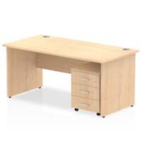 Dynamic Rectangular Straight Desk Maple MFC Panel End Leg Maple Frame Impulse 1 x 3 Drawer Mobile Pedestal 1400 x 800 x 730mm