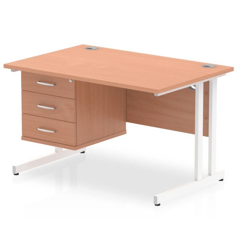 dynamic Impulse Straight Desk Rectangular Beech Cantilever 3 Drawers 1 Pedestal 1,200 (W) x 800 (D) x 730 (H) mm MFC (Melamine Faced Chipboard)