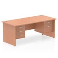 dynamic Impulse Straight Desk Rectangular Beech Base panel 5 Drawers 2 Pedestals 1,600 (W) x 800 (D) x 730 (H) mm MFC (Melamine Faced Chipboard)