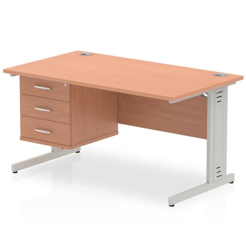dynamic Impulse Straight Desk Rectangular Beech Cantilever 3 Drawers 1 Pedestal 1,400 (W) x 800 (D) x 730 (H) mm MFC (Melamine Faced Chipboard)