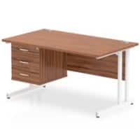dynamic Impulse Straight Desk Rectangular Walnut Cantilever 3 Drawers 1 Pedestal 1,400 (W) x 800 (D) x 730 (H) mm MFC (Melamine Faced Chipboard)
