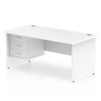 dynamic Impulse Straight Desk Rectangular White Base panel 3 Drawers 1 Pedestal 1,600 (W) x 800 (D) x 730 (H) mm MFC (Melamine Faced Chipboard)
