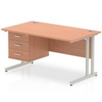 dynamic Impulse Straight Desk Rectangular Beech Cantilever 3 Drawers 1 Pedestal 1,400 (W) x 800 (D) x 730 (H) mm MFC (Melamine Faced Chipboard)