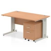 dynamic Impulse Straight Desk Rectangular Oak Cantilever 2 Drawers 1 Pedestal 1,400 (W) x 800 (D) x 730 (H) mm MFC (Melamine Faced Chipboard)