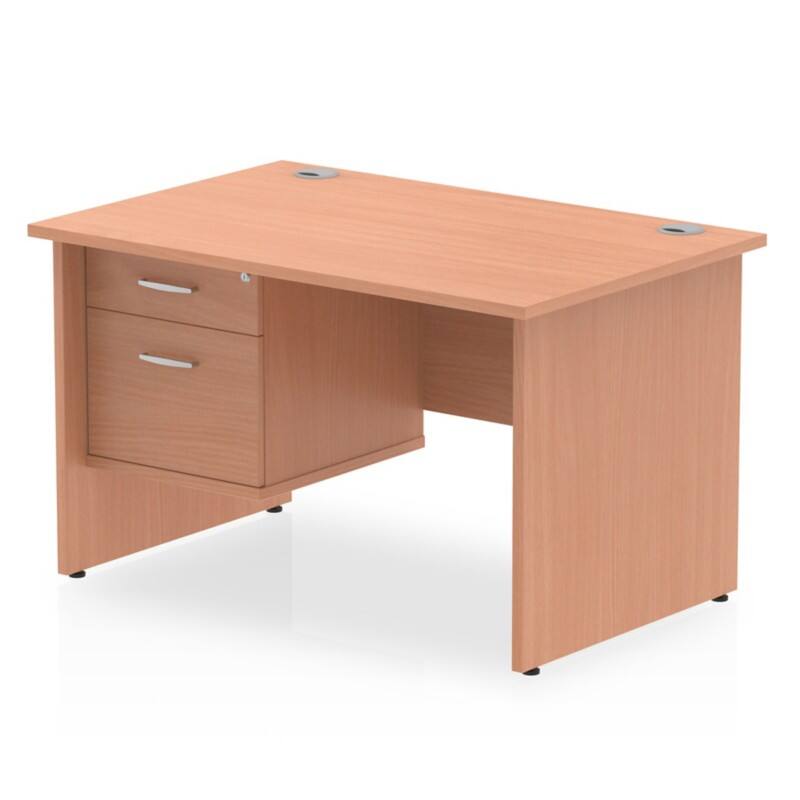 dynamic Impulse Straight Desk Rectangular Beech Base panel 2 Drawers 1 Pedestal 1,200 (W) x 800 (D) x 730 (H) mm MFC (Melamine Faced Chipboard)