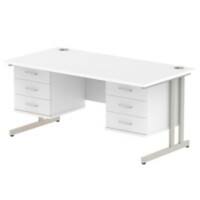 dynamic Impulse Straight Desk Rectangular White Cantilever 6 Drawers 2 Pedestals 1,600 (W) x 800 (D) x 730 (H) mm MFC (Melamine Faced Chipboard)