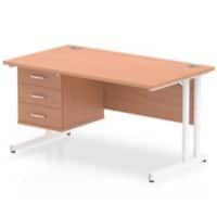 dynamic Impulse Straight Desk Rectangular Beech Cantilever 3 Drawers 1 Pedestal 1,400 (W) x 800 (D) x 730 (H) mm MFC (Melamine Faced Chipboard)