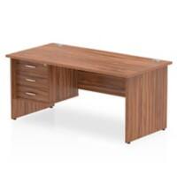 dynamic Impulse Straight Desk Rectangular Walnut Base panel 3 Drawers 1 Pedestal 1,600 (W) x 800 (D) x 730 (H) mm MFC (Melamine Faced Chipboard)