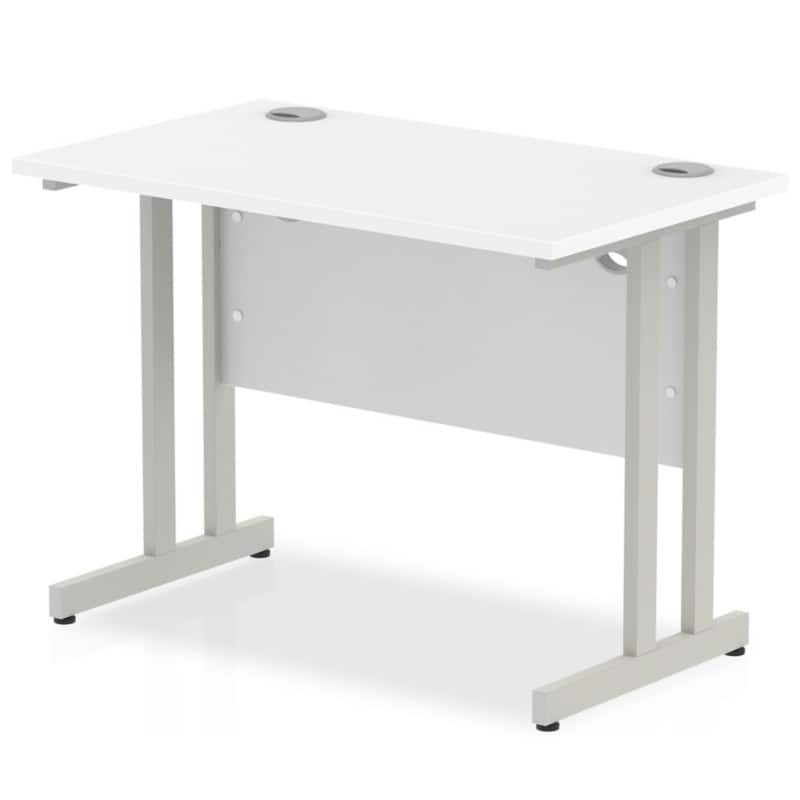 dynamic Impulse Straight Desk Rectangular White Cantilever 1,000 (W) x 600 (D) x 730 (H) mm MFC (Melamine Faced Chipboard)