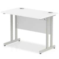 Dynamic Rectangular Office Desk White MFC Cantilever Leg Silver Frame Impulse 1000 x 600 x 730mm