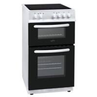 Statesman Double Oven EDC50W Electric Cooker 2 Chrome Shelves Metal Black and White