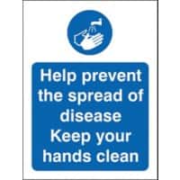 Stewart Superior Health and Safety Sign Help prevent the spread of disease, keep your hands clean Adhesive Vinyl 20 x 15 cm M403SAV