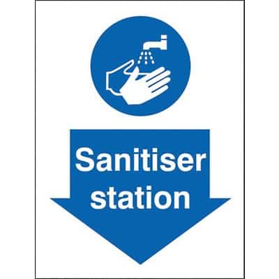 Stewart Superior Health and Safety Sign Sanitiser Station Vinyl Blue, White 20 x 15 cm