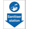 Health and Safety Sign Sanitiser Station Plastic Blue, White 20 x 15 cm