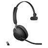 Jabra Evolve2 65 Wireless Mono Headset Over the Head Noise Cancelling Bluetooth, USB Type-A with Microphone Black