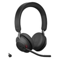 Jabra Evolve2 65 Wireless Stereo Headset Over the Head Noise Cancelling Bluetooth, USB Type-C with Microphone Black