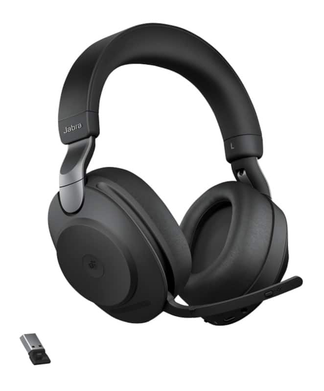 Jabra Evolve2 85 MS Wireless Headset Over-the-head Bluetooth, USB With Bluetooth Active Noise Cancelling With Microphone Stereo Black