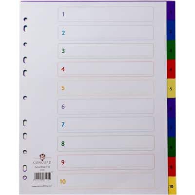 Concord Numerical Index 1-10 Extra Wide Polypropylene Assorted Colours 10 Numerical Indices