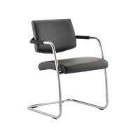 Dynamic Visitor Chair Fixed Armrest Havanna Seat Black Bonded Leather