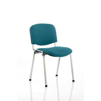 Dynamic Stacking Chair ISO Chrome Frame Maringa Teal Fabric Seat Pack of 4 Without Arms