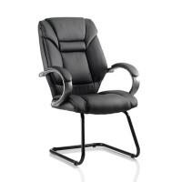 Dynamic Cantilever Chair Fixed Armrest Galloway Seat Black Bonded Leather