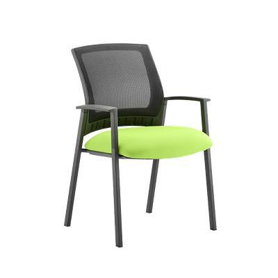 Dynamic Visitor Chair Fixed Armrest Metro Seat Myrrh Green Fabric