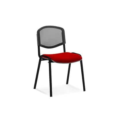 Dynamic Stacking Chair ISO Black Frame Mesh Back Bergamot Cherry Fabric Seat Pack of 4 Without Arms