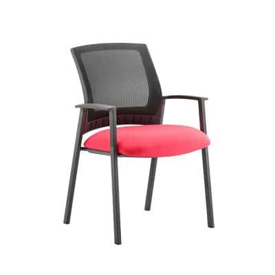 Dynamic Visitor Chair Fixed Armrest Metro Seat Bergamot Cherry Fabric