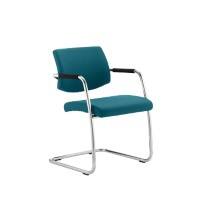 Dynamic Visitor Chair Fixed Armrest Havanna Seat Maringa Teal Fabric