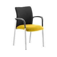 Dynamic Visitor Chair Fixed Armrest Academy Seat Senna Yellow Seat Black Back Fabric