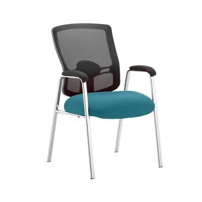 Dynamic Visitor Chair Fixed Armrest Portland Seat Maringa Teal Fabric