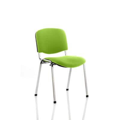 Dynamic Stacking Chair ISO Chrome Frame Myrrh Green Fabric Seat Pack of 4 Without Arms