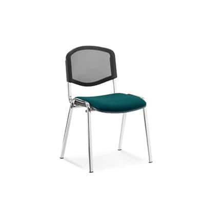 Dynamic Stacking Chair ISO Chrome Frame Mesh Back Maringa Teal Fabric Seat Pack of 4 Without Arms