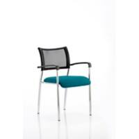 Dynamic Visitor Chair Fixed Armrest Brunswick Chrome Frame Mesh Back Maringa Teal Fabric Seat