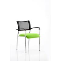 Dynamic Visitor Chair Fixed Armrest Brunswick Chrome Frame Mesh Back Myrrh Green Fabric Seat