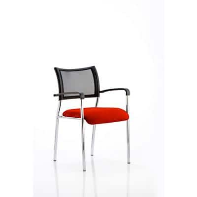 dynamic Brunswick Visitor Chair Fixed Armrest Chrome Frame Mesh Back Tabasco Orange 550 x 610 x 840 mm Fabric Seat