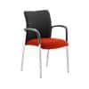 Dynamic Visitor Chair Fixed Armrest Academy Seat Tobasco Red Seat Black Back Fabric