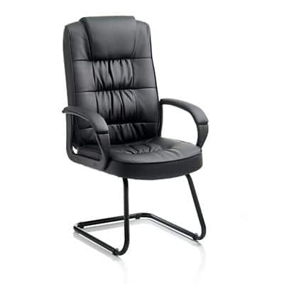 Dynamic Cantilever Chair Fixed Armrest Moore Seat Black Bonded Leather
