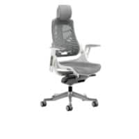 Dynamic Synchro Tilt Executive Chair With Brown Fabric Height Adjustable Arms Zure White Frame With Headrest High Back