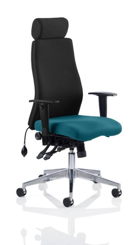 Dynamic Independent Seat & Back Posture Chair Height Adjustable Arms Onyx Ergo Maringa Teal Seat With Adjustable Headrest High Back