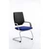 Dynamic Visitor Chair Fixed Arms Xenon Stevia Blue Seat, White Shell Without Headrest Black Fabric Medium Back
