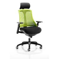 dynamic Flex Operator Chair Synchro Tilt Fabric Height-Adjustable Armrest Black, Green 110 kg Flex 690 x 680 x 945 mm