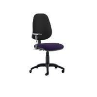 Dynamic Permanent Contact Backrest Task Operator Chair Height Adjustable Arms Eclipse Plus III Black Back, Tansy purple Seat Without Headrest High Back