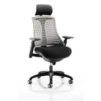 Dynamic Synchro Tilt Task Operator Chair Height Adjustable Arms Flex Grey Back, Black Seat, Black Frame With Headrest Medium Back